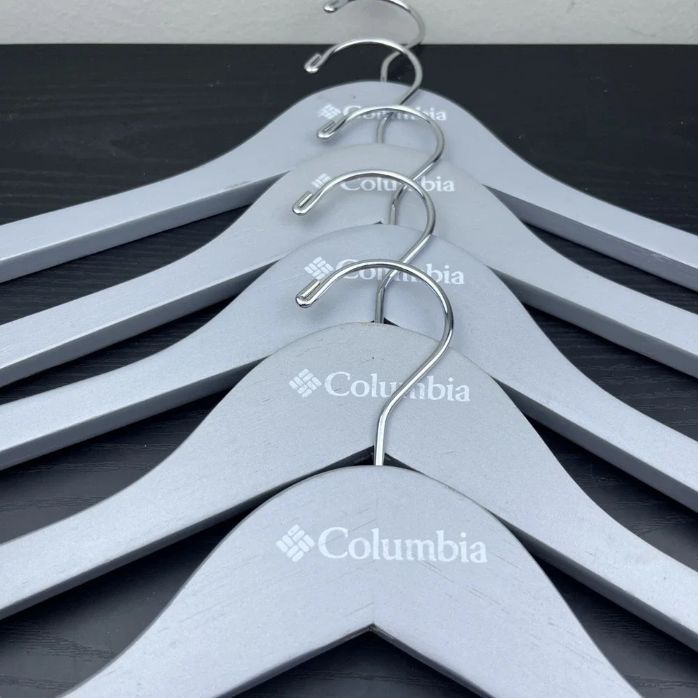 Columbia Sportswear Company Wooden Clothes Hangers Gray Set of 5
